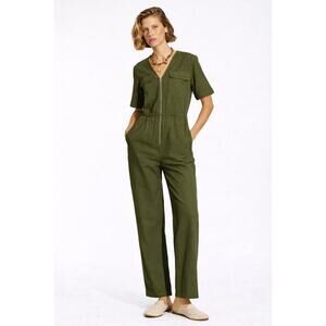 Stella Forest green straight leg squared pocket 70s‎ style jumpsuit size 0